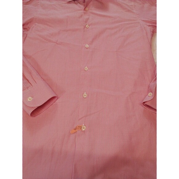Men's Tattersall London Red Button Down Long Sleeve Shirt Size 15 (32/33) - Picture 7 of 14
